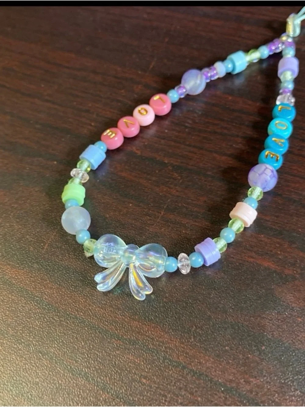 Mobile phone Strap Beaded in pastel beads